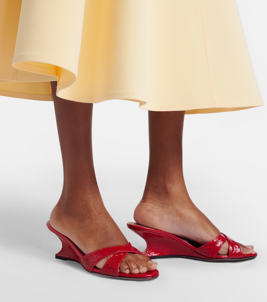 Paris Texas Nina 50 croc-effect patent leather wedge mules