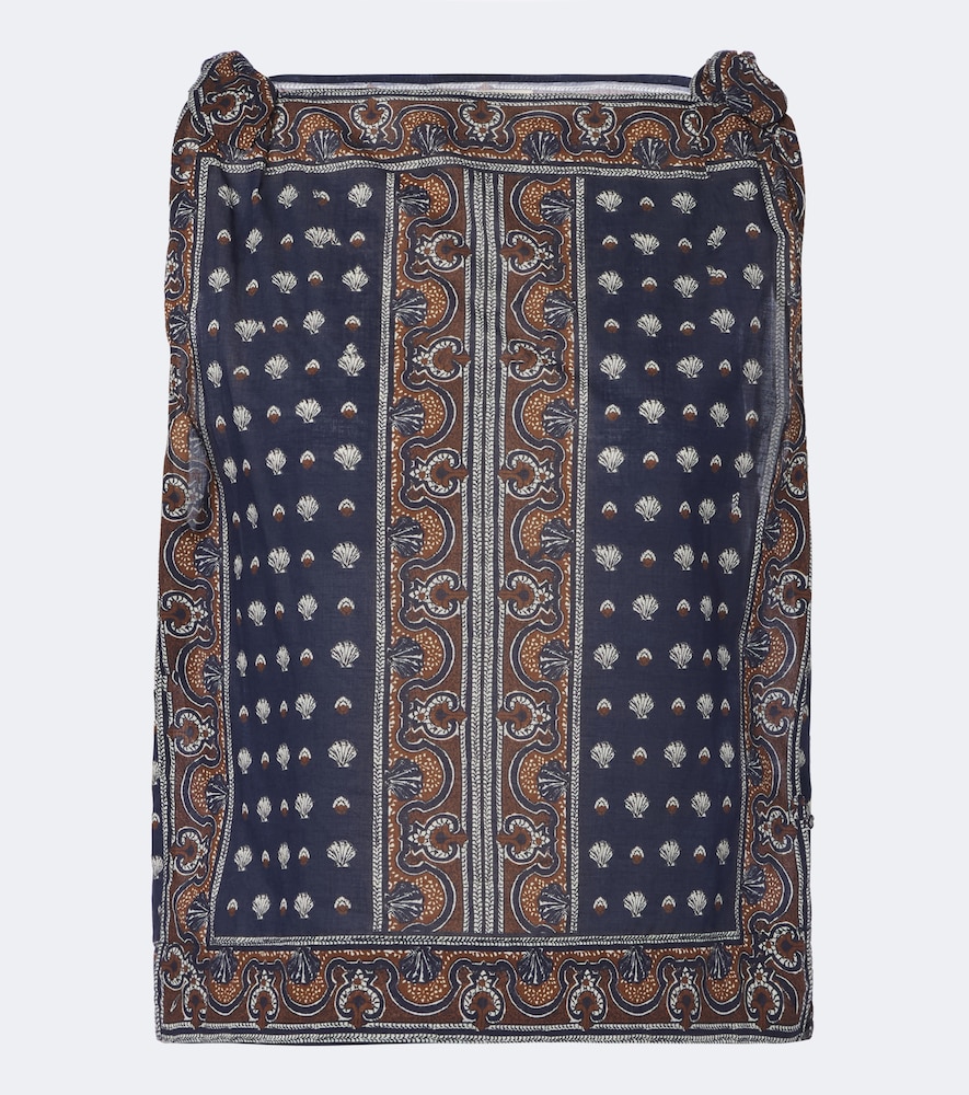 Doen Dôen Amalia Printed Cotton Voile Top In Blue
