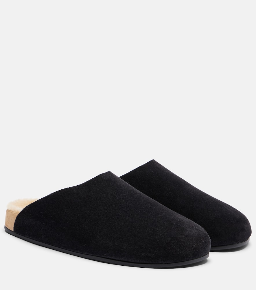 The Row Hudson Two Suede Mules In Black