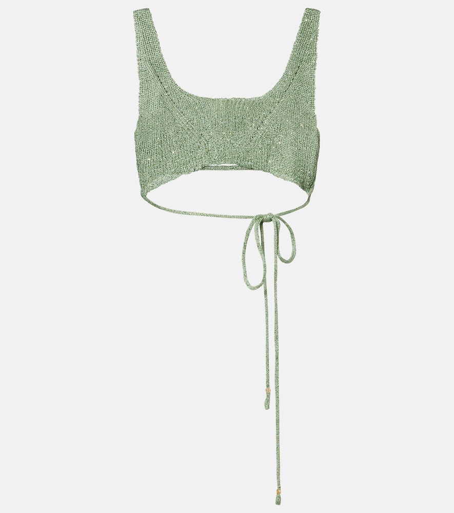 Bananhot Alma sequined knitted crop top | Thumbnail 6