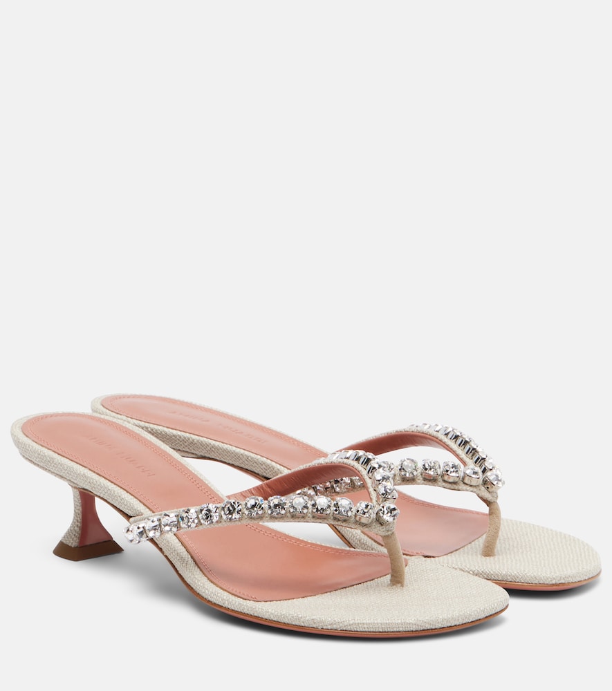 Amina Muaddi Gigi embellished canvas thong sandals | Thumbnail 7 Amina Muaddi Gigi embellished canvas thong sandals | Thumbnail 7