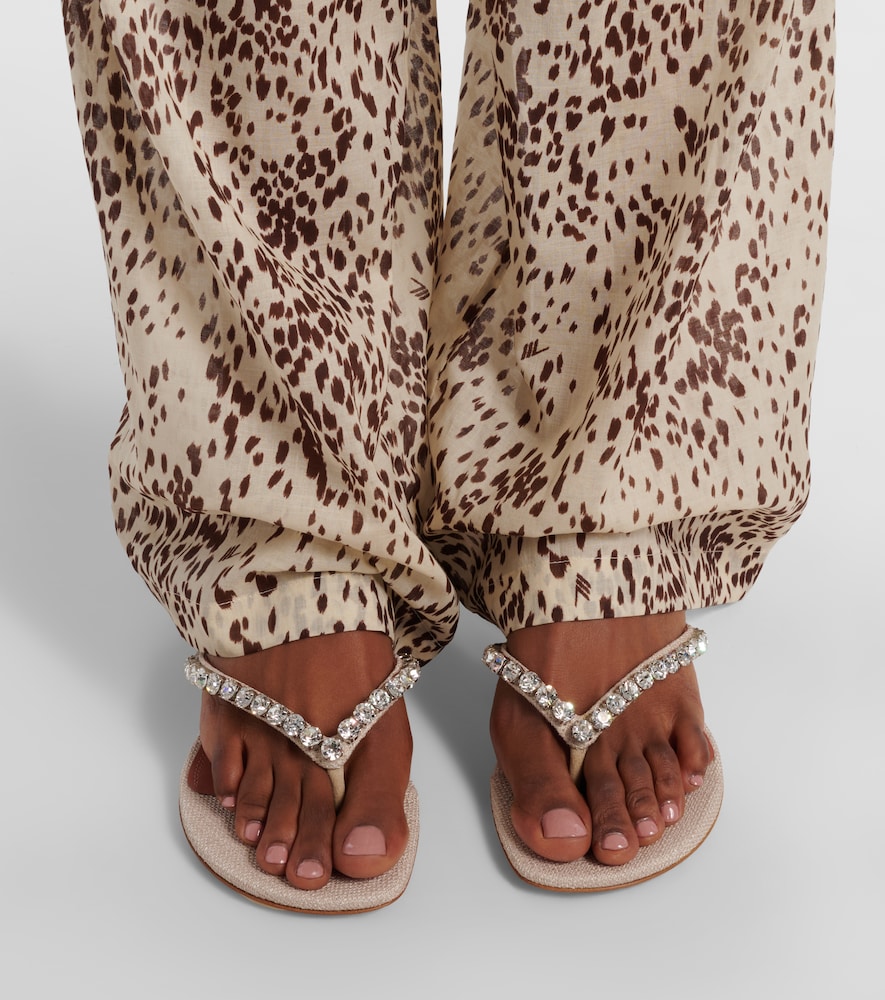 Gigi Embellished Canvas Thong Sandals