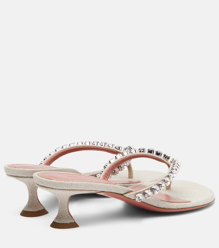 Gigi Embellished Canvas Thong Sandals
