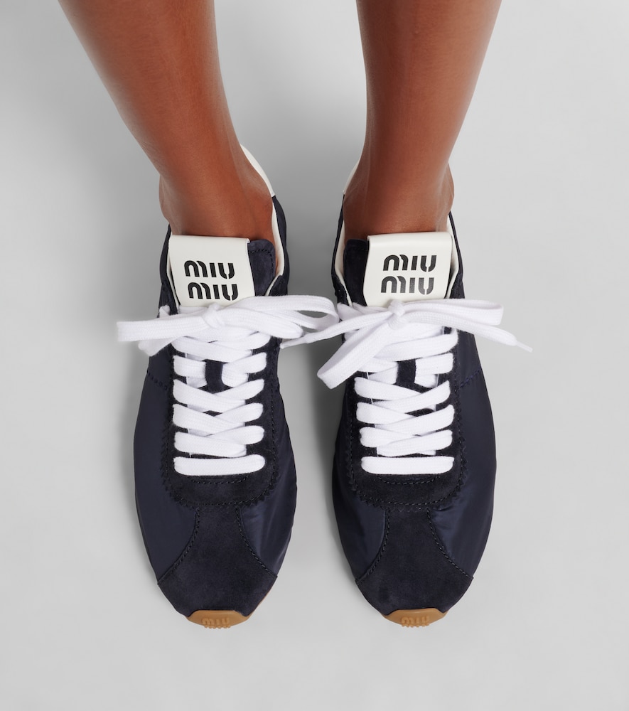 Miu Miu Plume suede-trimmed sneakers
