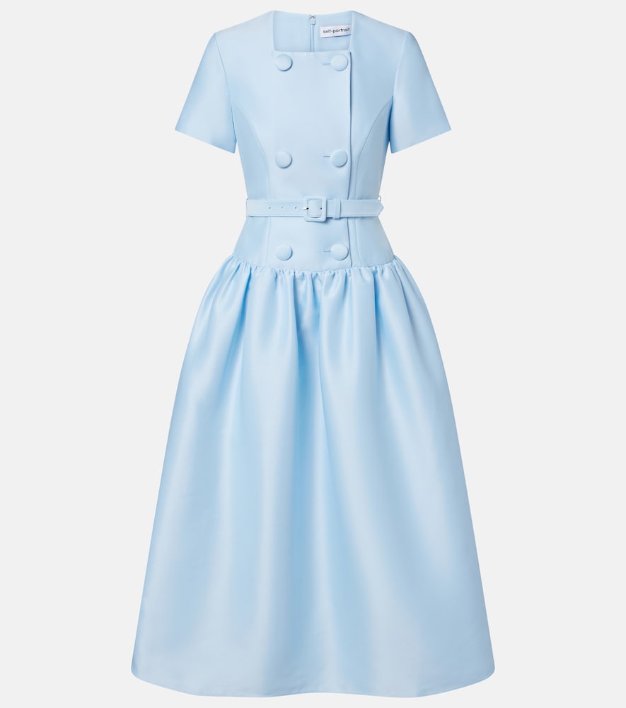 Self-Portrait Women's Blue Belted Taffeta Midi Dress UK Size 16 - Mytheresa