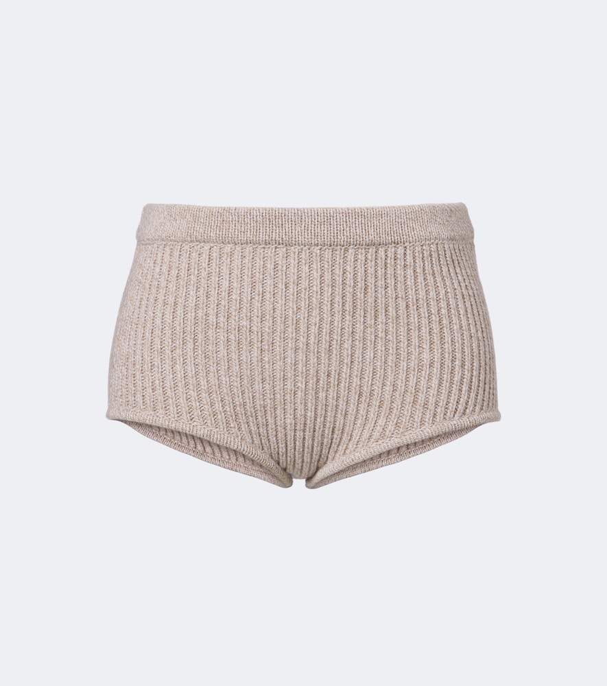 Rippstrick-Shorts aus Wolle