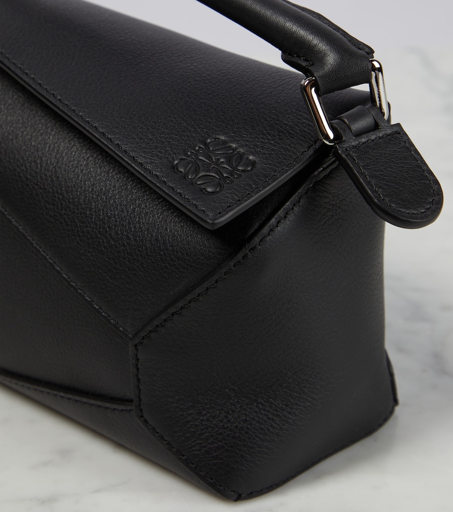Puzzle Edge Mini Leather Top-Handle Bag