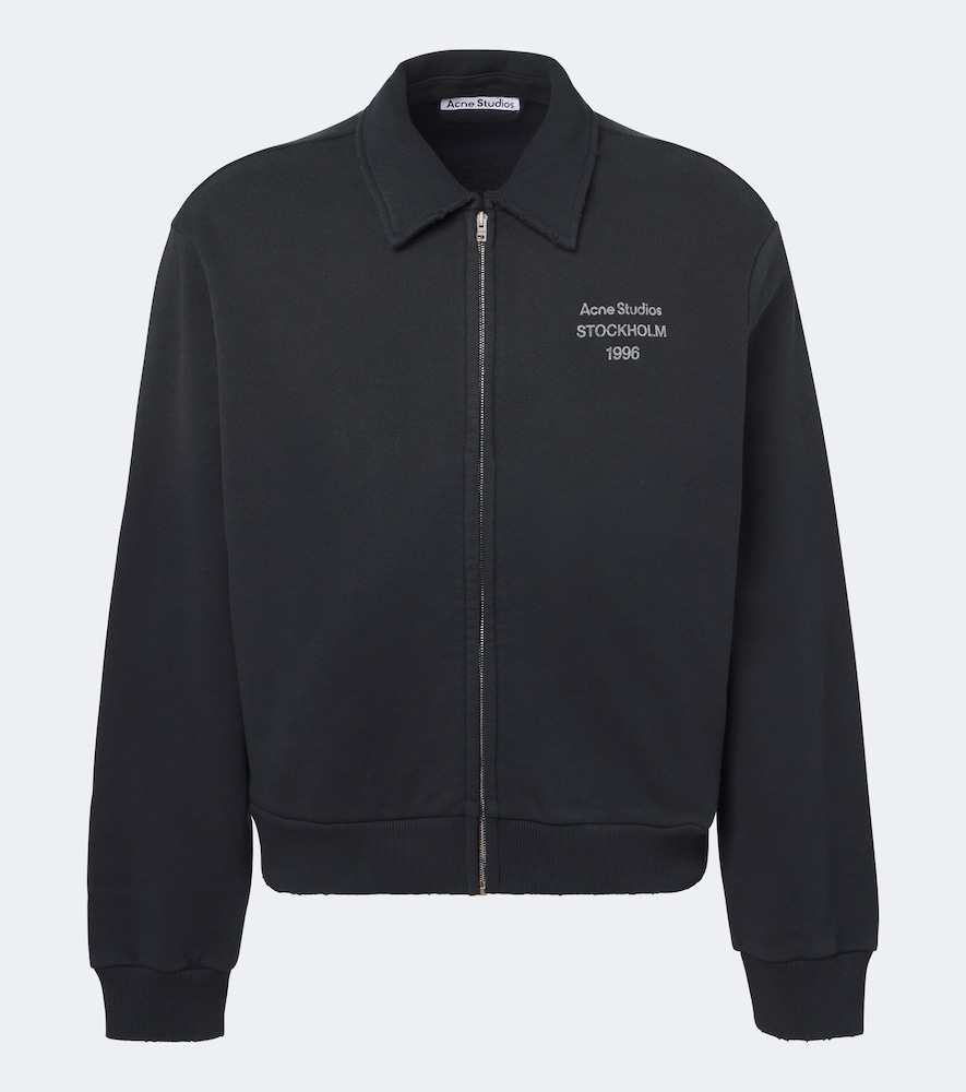 Felpa in misto cotone con zip e logo