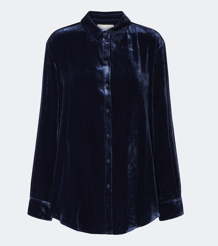 Asceno London Velvet Shirt In Blue