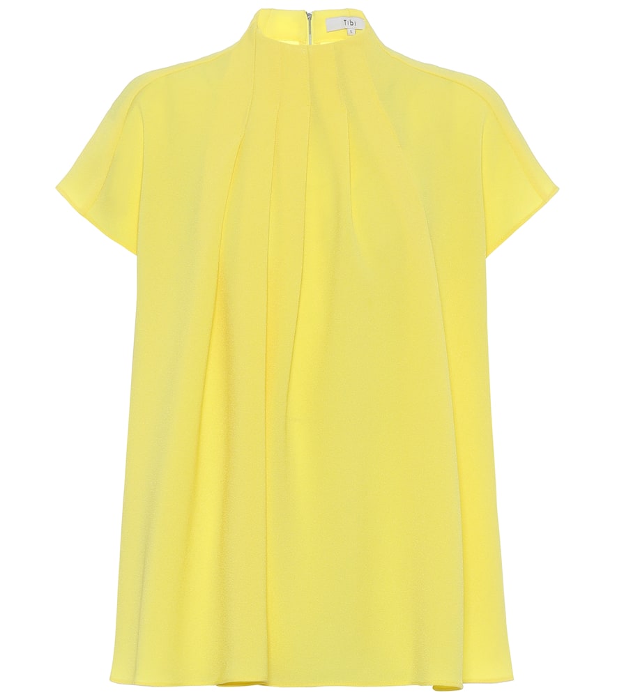 Click to view more detailed imagery on our partner's website Tibi Esme Crepe Shirred High-neck Top In Yellow