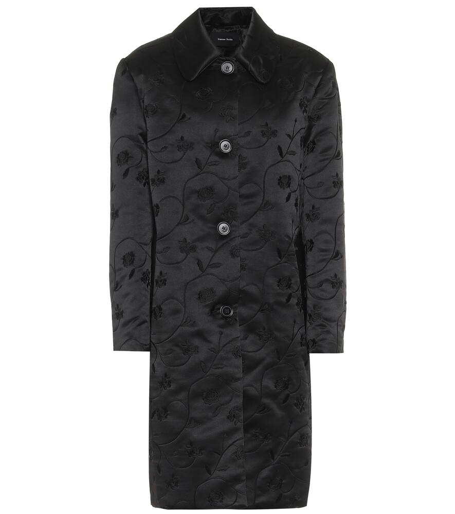 Floral-embroidered satin coat by Simone Rocha