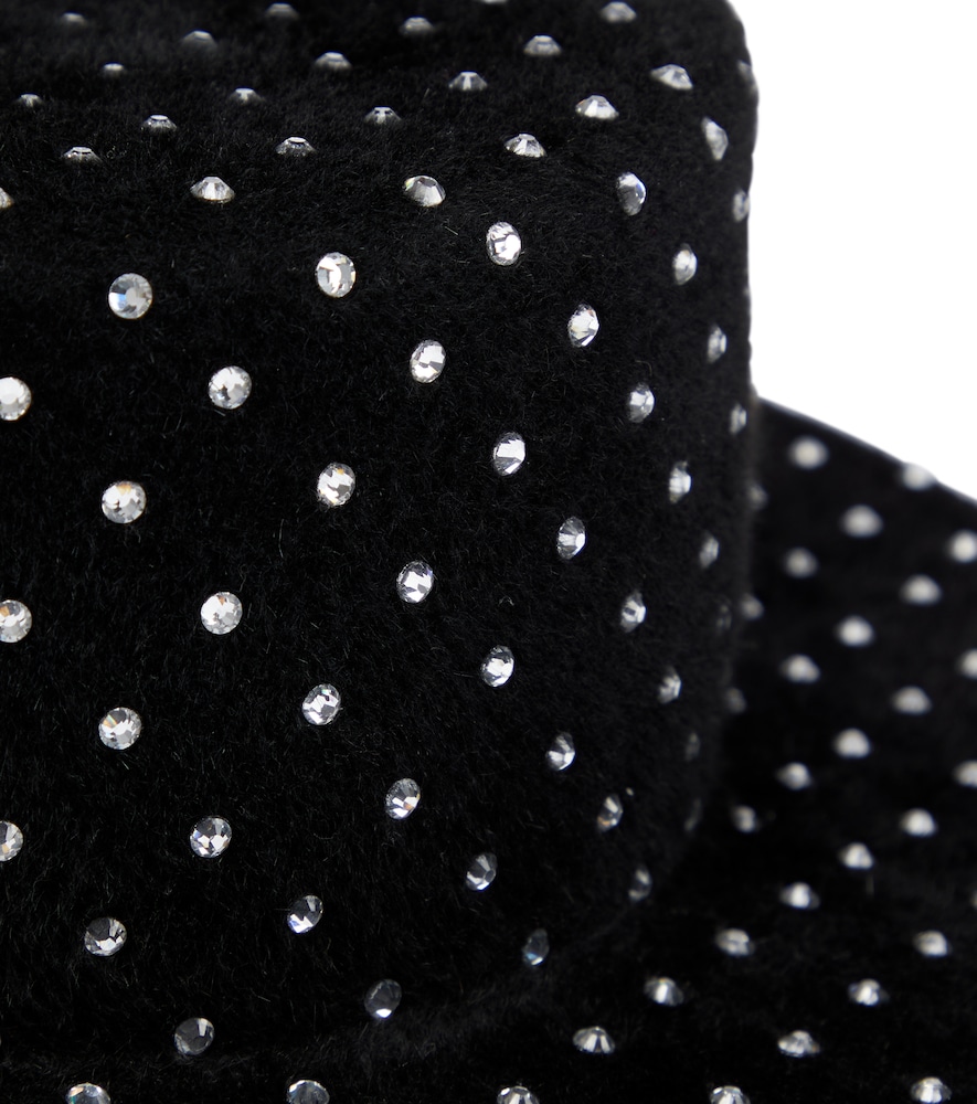  Ruslan Baginskiy Ruslan Baginskiy Embellished Felt Canotier Hat 