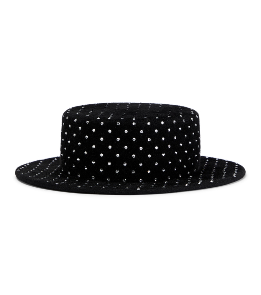  Ruslan Baginskiy Ruslan Baginskiy Embellished Felt Canotier Hat 