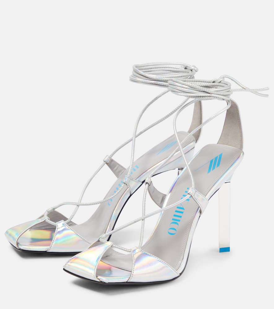 Attico Adele Holographic Silver Slave Sandal In Holographic Silver
