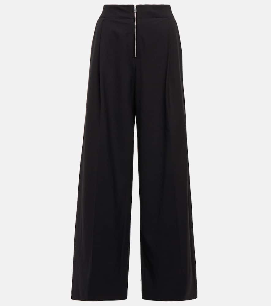 High-rise wide-leg wool-blend pants