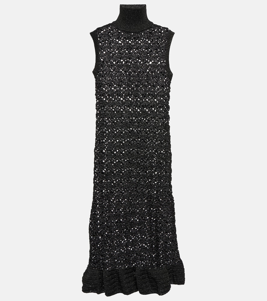 Ganni Abito midi dolcevita in maglia lamé