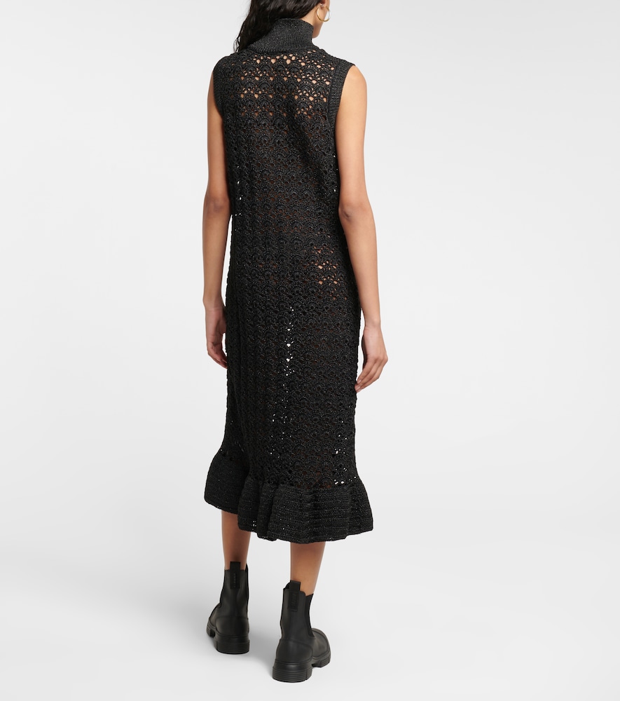  Ganni Ganni Metallic Knit Turtleneck Midi Dress 