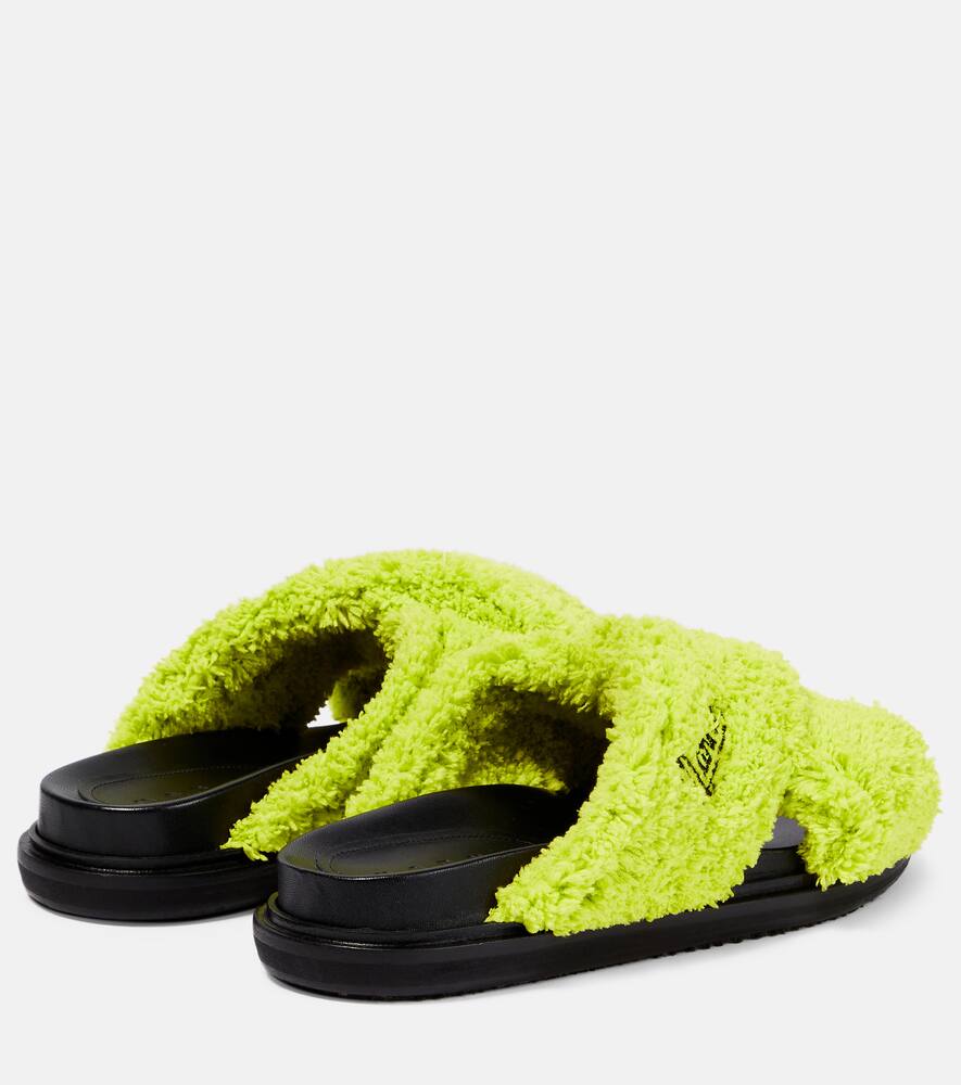 Shop Marni Terry Slides In Light Lime