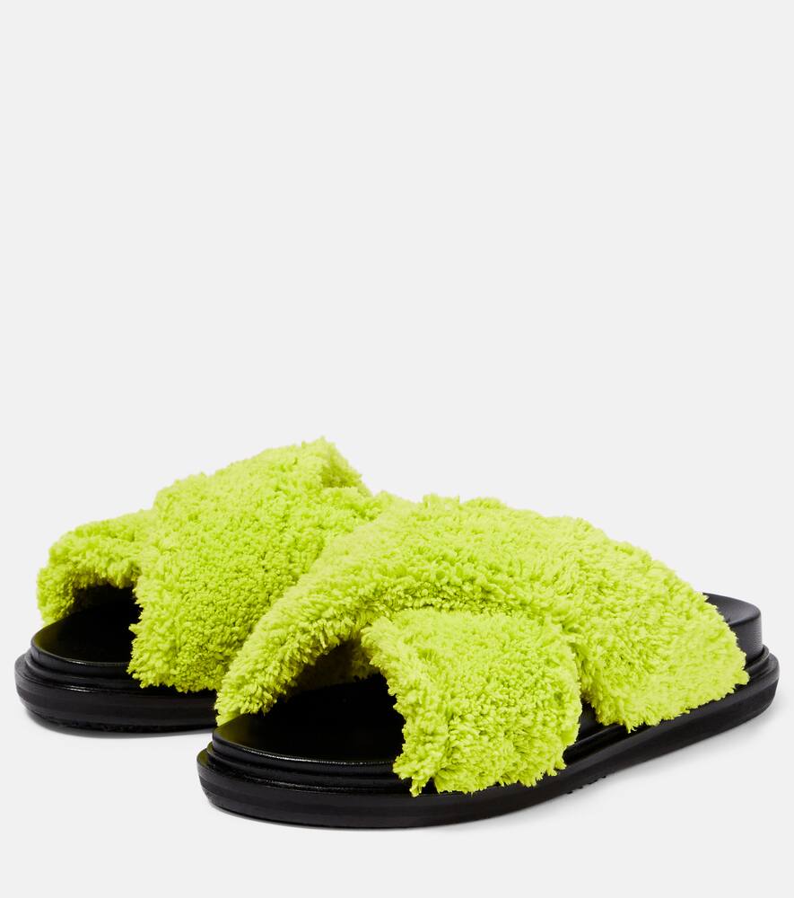 Shop Marni Terry Slides In Light Lime