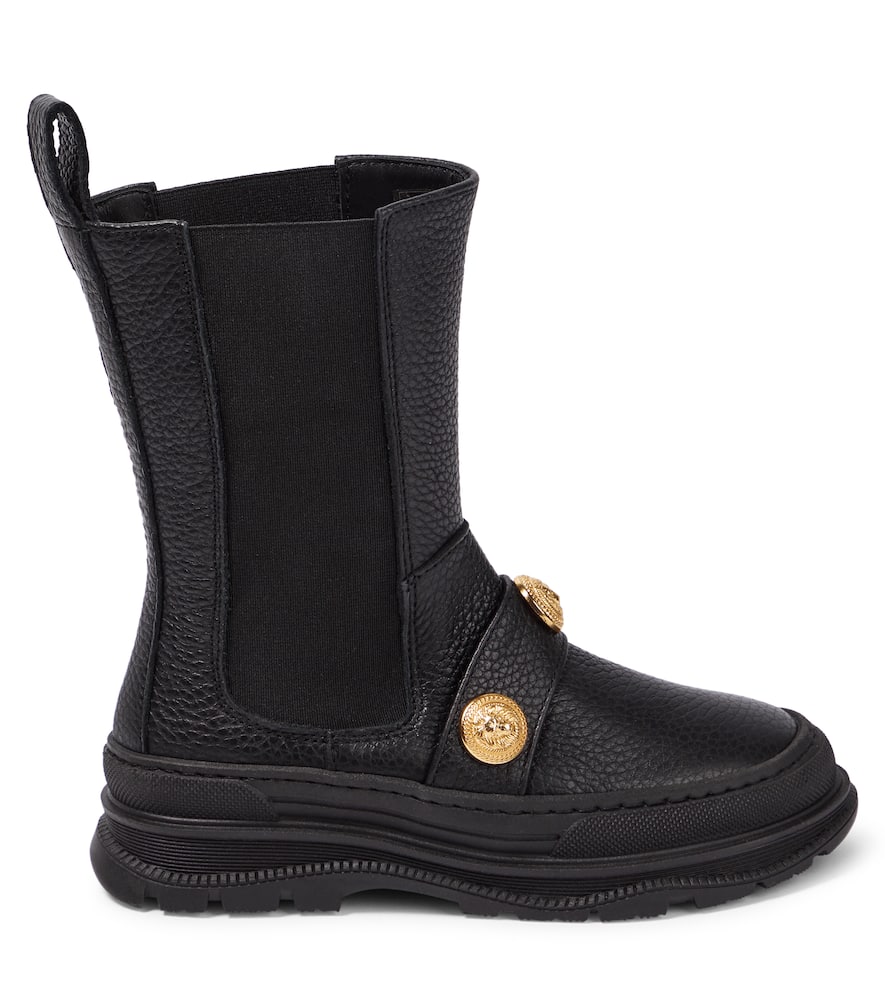 Balmain Embellished Leather Boots In Black