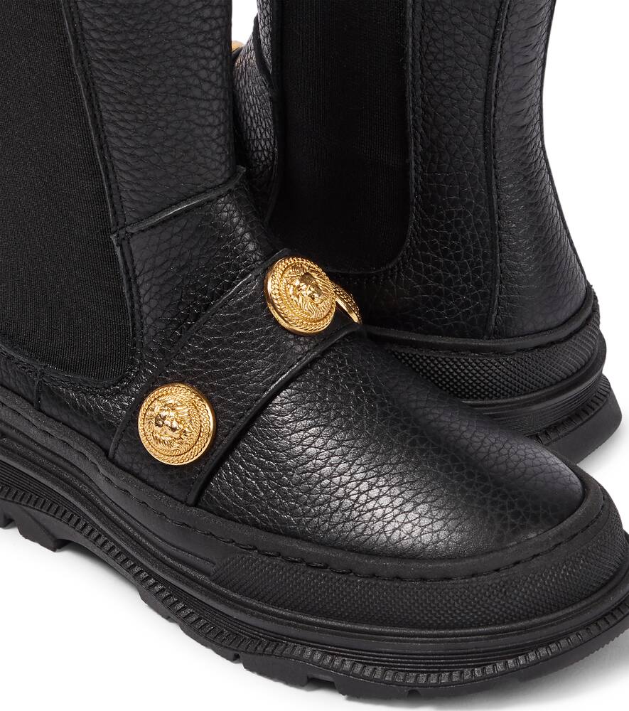 Balmain Embellished Leather Boots In Black