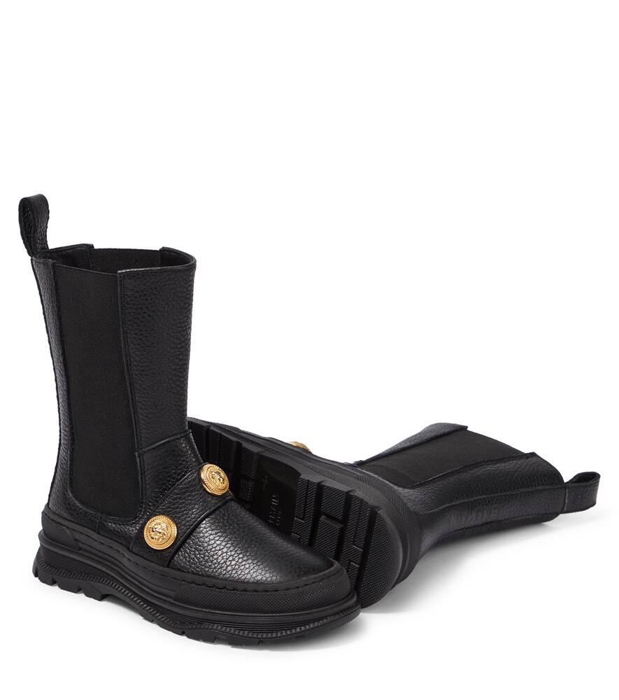 Balmain Embellished Leather Boots In Black