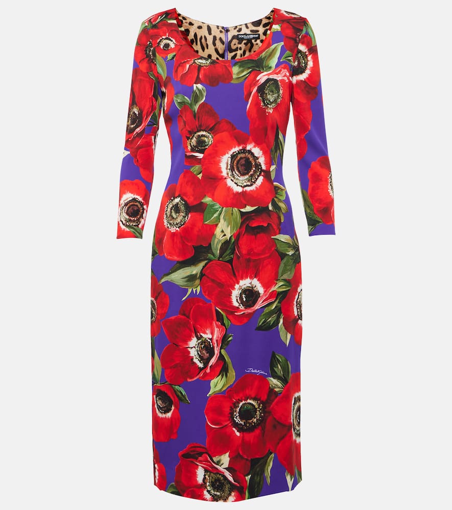 Dolce & Gabbana Anemone Print Sheath Dress In Anemoni Fdo Viola