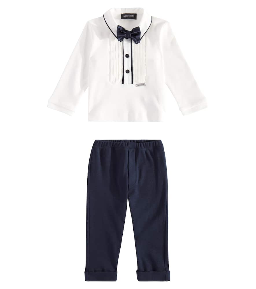 Monnalisa Elegant Cotton Set In Weiss