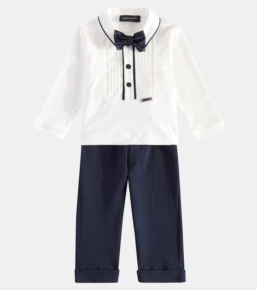 Monnalisa Elegant Cotton Set In Weiss