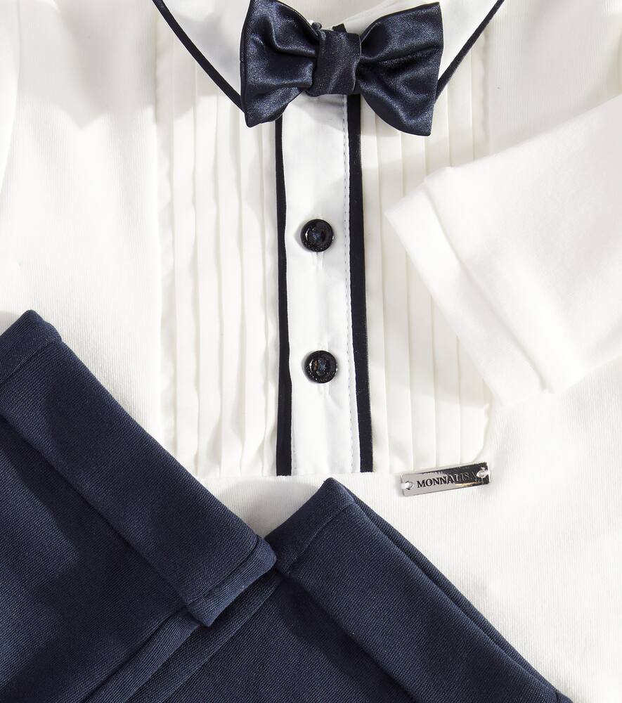 Monnalisa Elegant Cotton Set In Weiss