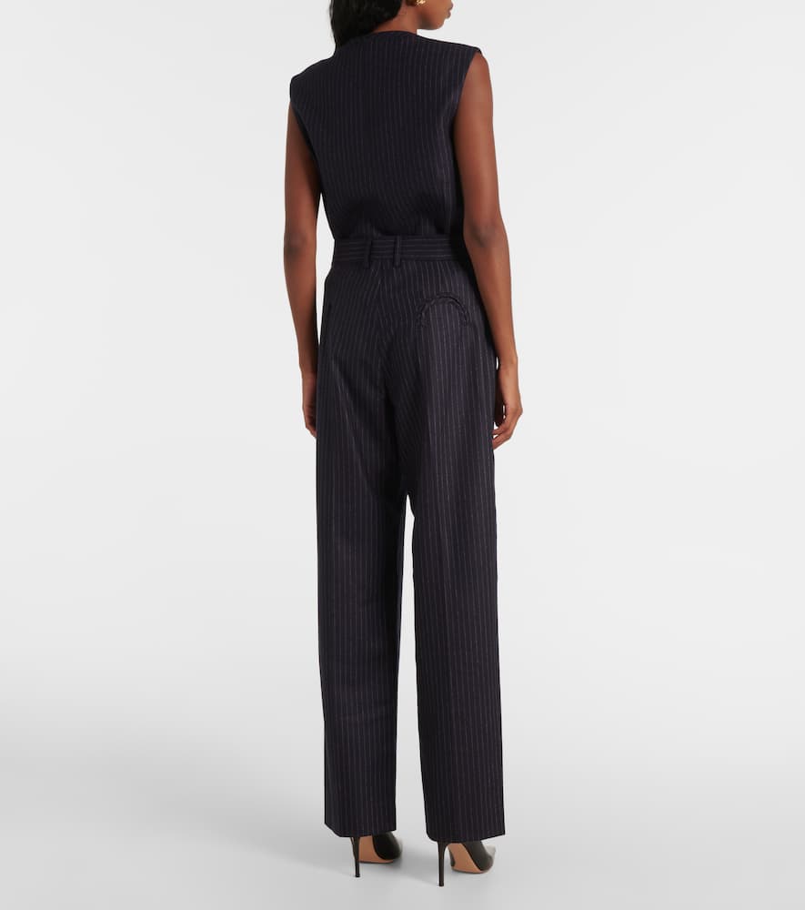 Blazé Milano High-waisted Pinstripe-pattern Wool Trousers In Blue