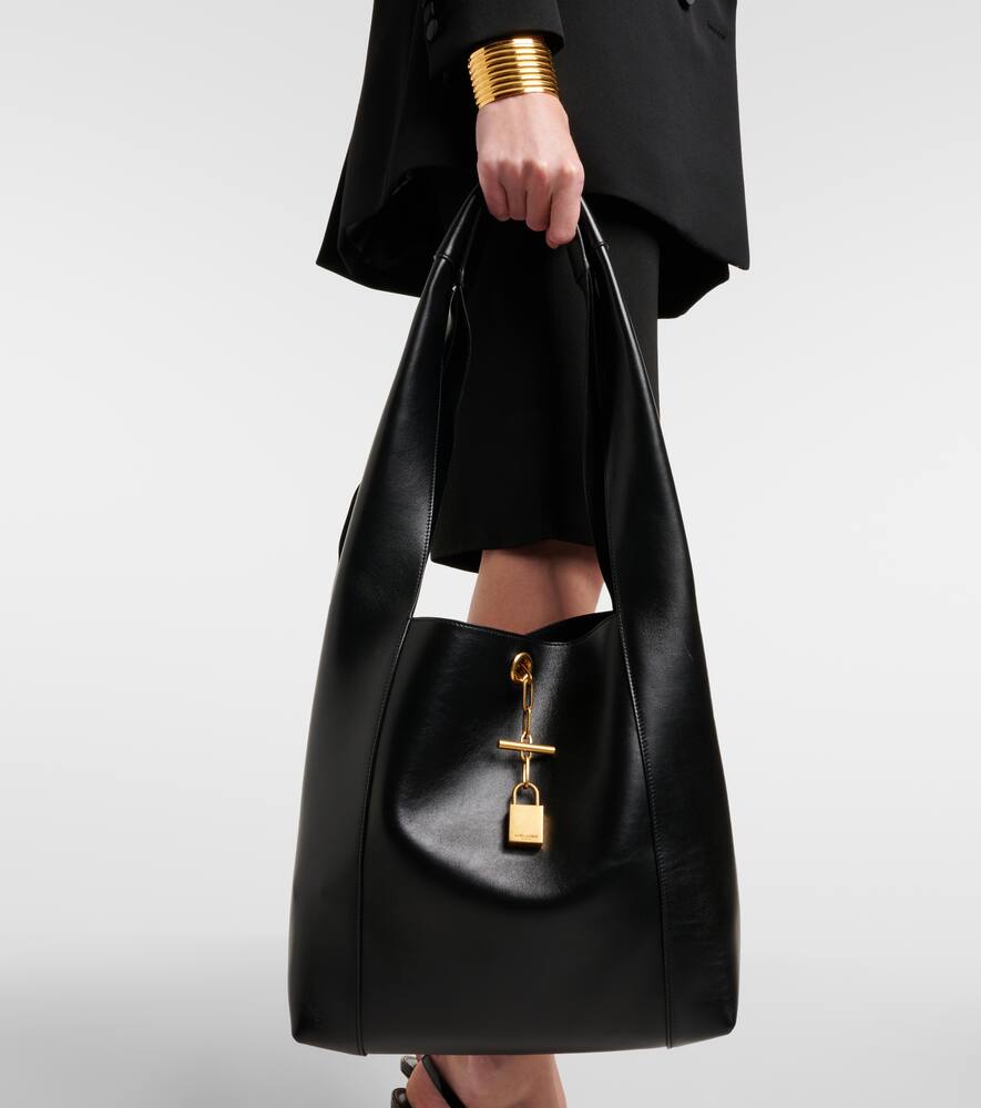 SAINT LAURENT TANGER LEATHER TOTE BAG