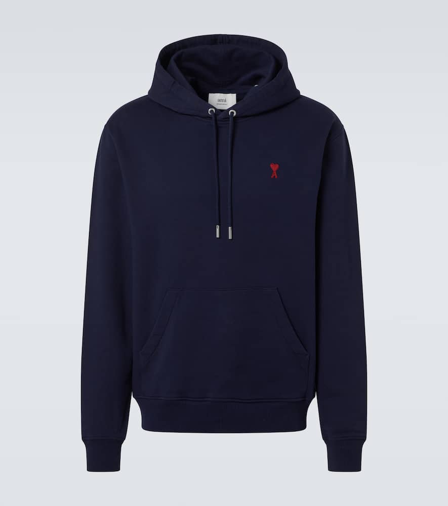 AMI ALEXANDRE MATTIUSSI AMI DE CAUR COTTON FLEECE HOODIE