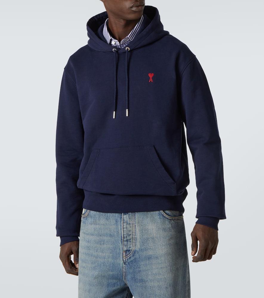 AMI ALEXANDRE MATTIUSSI AMI DE CAUR COTTON FLEECE HOODIE