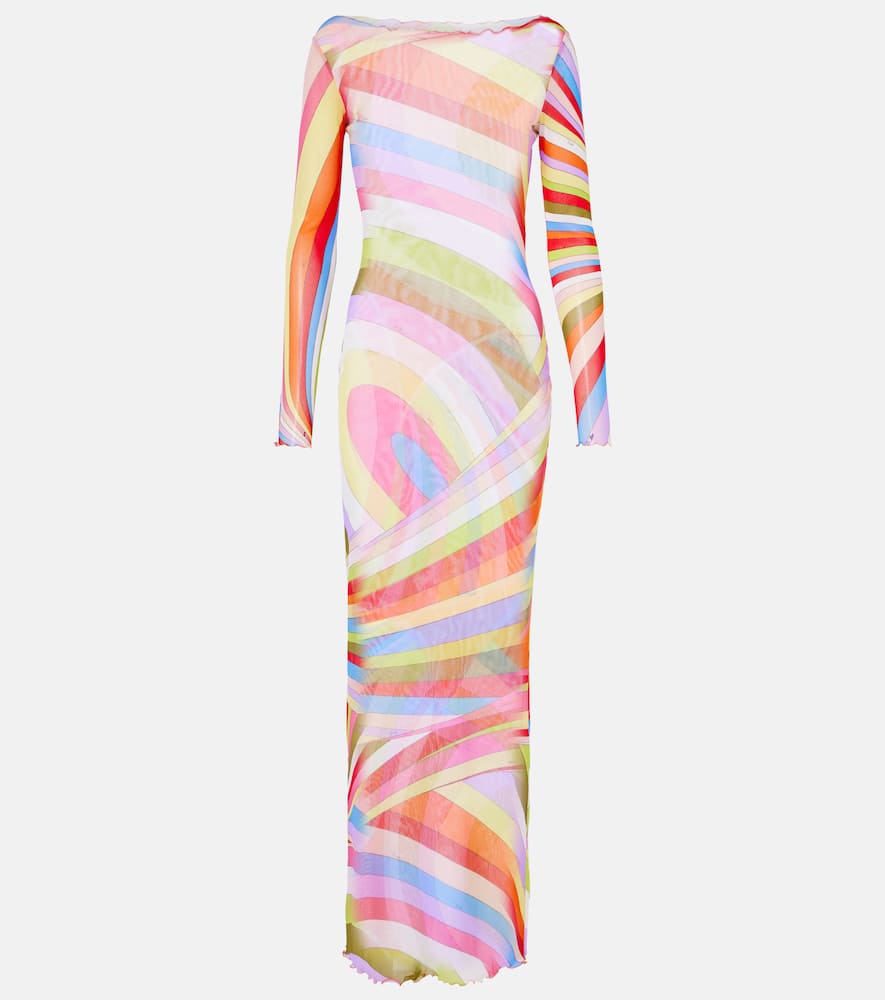Pucci Multicolor Tulle Long Dress In Multicoloured