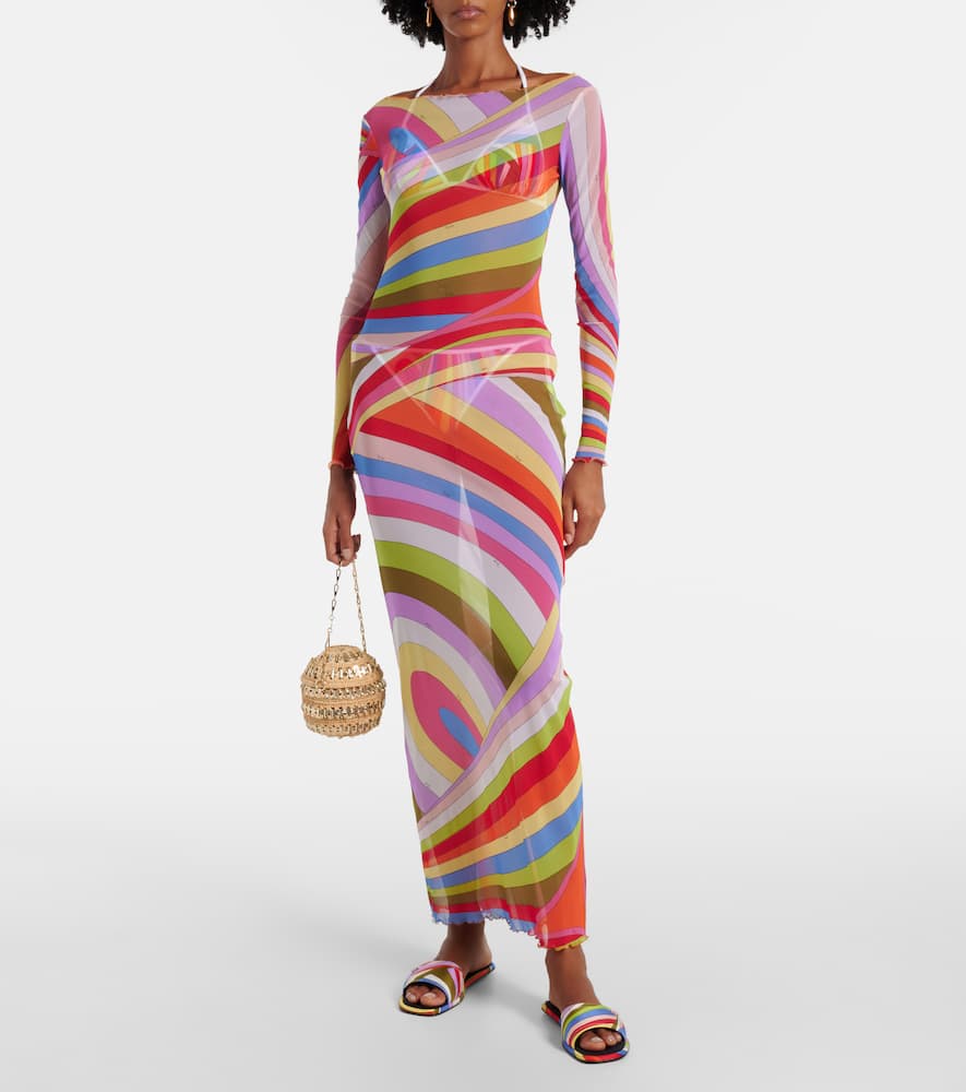 Pucci Multicolor Tulle Long Dress In Multicoloured