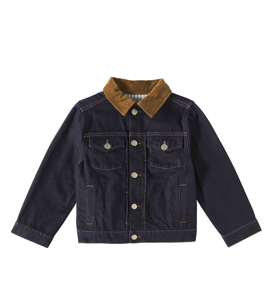 Bonpoint Eddis Corduroy-trimmed Denim Jacket In Blue