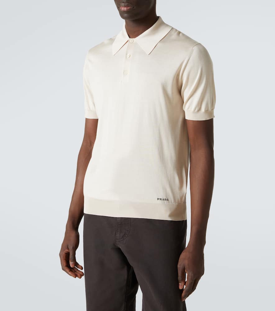 Prada Beige Classic Polo Shirt In White