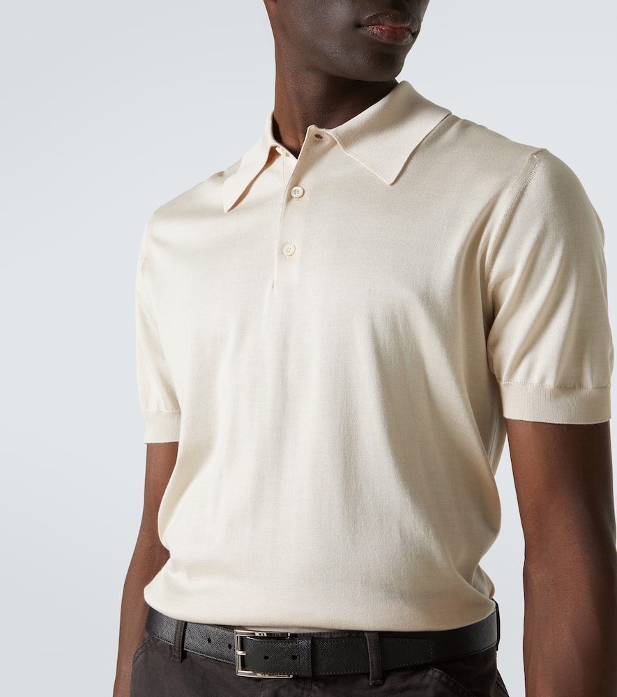 Prada Beige Classic Polo Shirt In White
