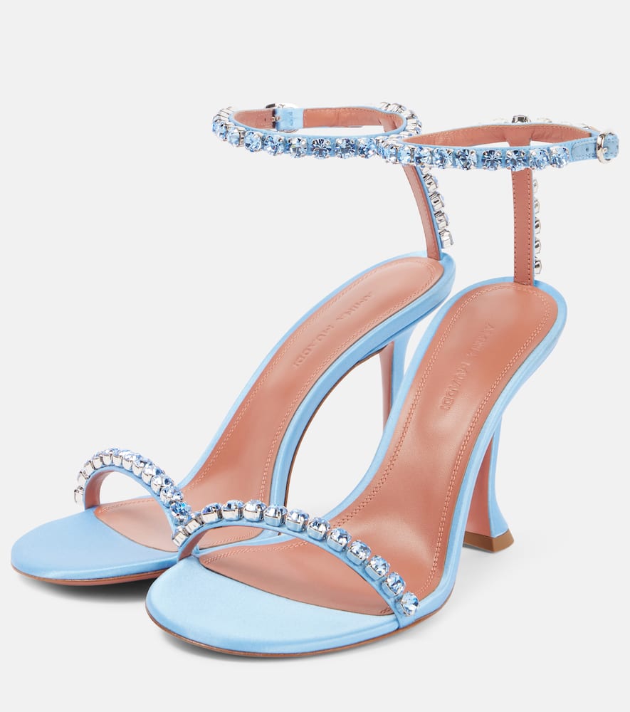 Amina Muaddi 95mm Gigi Crystal-embellished Sandals In Ice + Ice Crystal