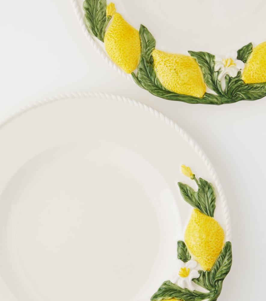  Les-ottomans Les-ottomans Lemon Set Of 4 Dinner Plates 