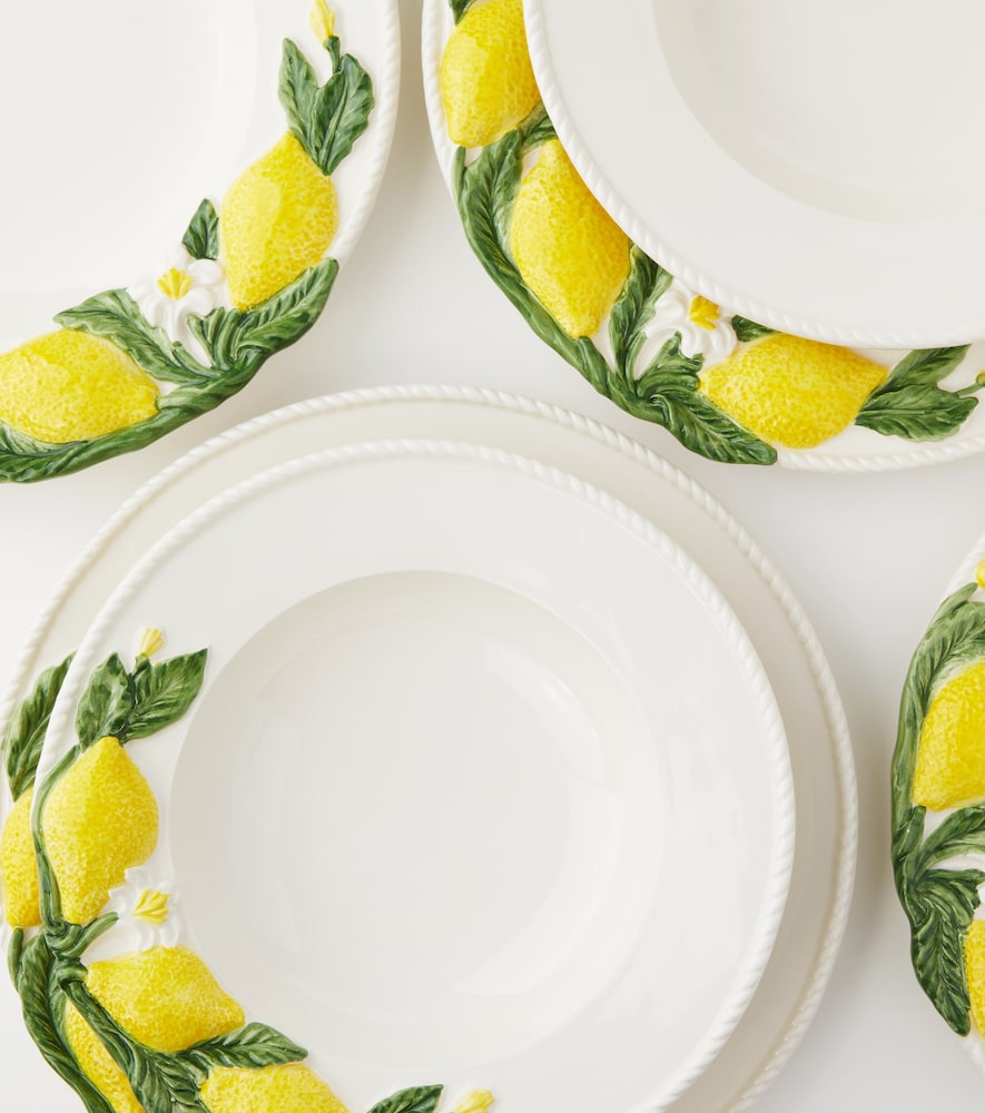  Les-ottomans Les-ottomans Lemon Set Of 4 Dinner Plates 