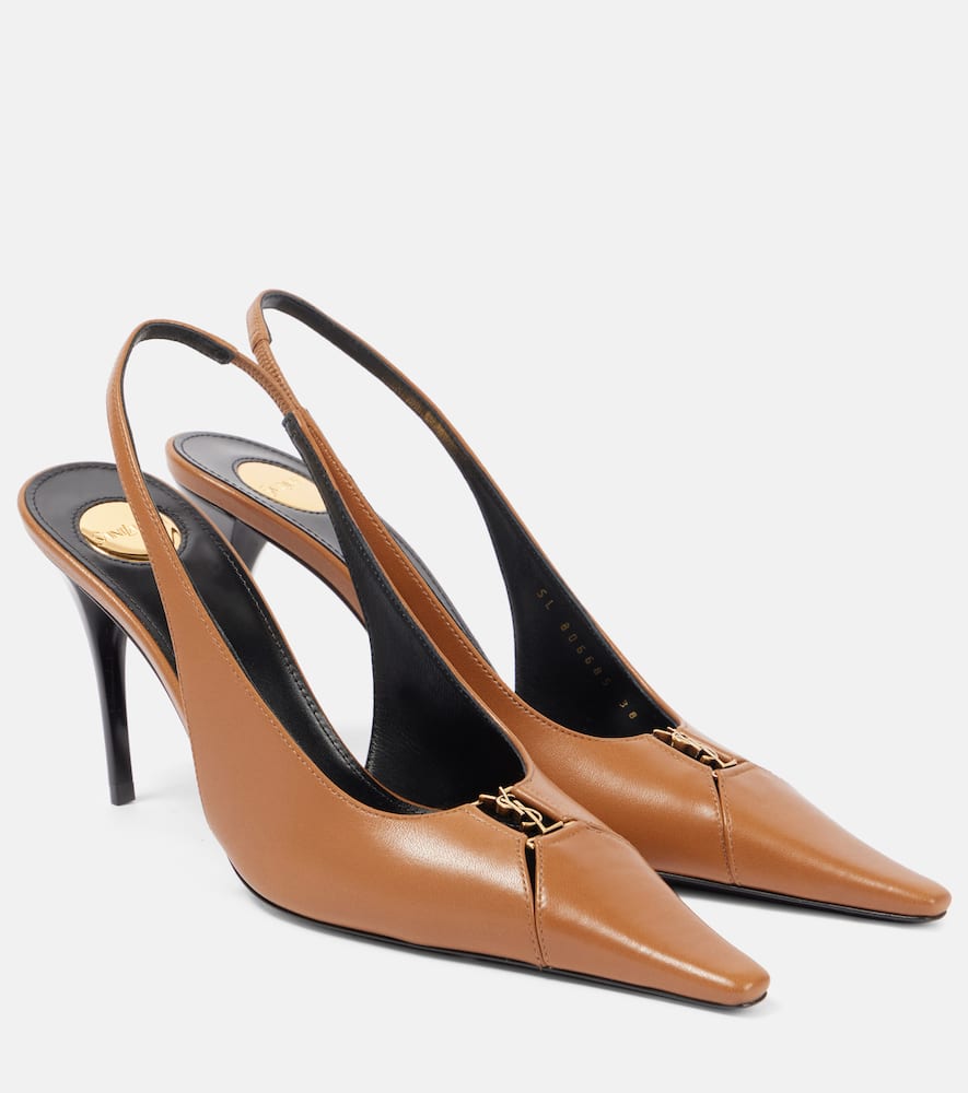 Saint Laurent Leather Babylone Slingback Pumps 90 In Braun
