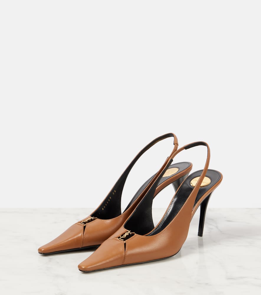 Saint Laurent Leather Babylone Slingback Pumps 90 In Braun