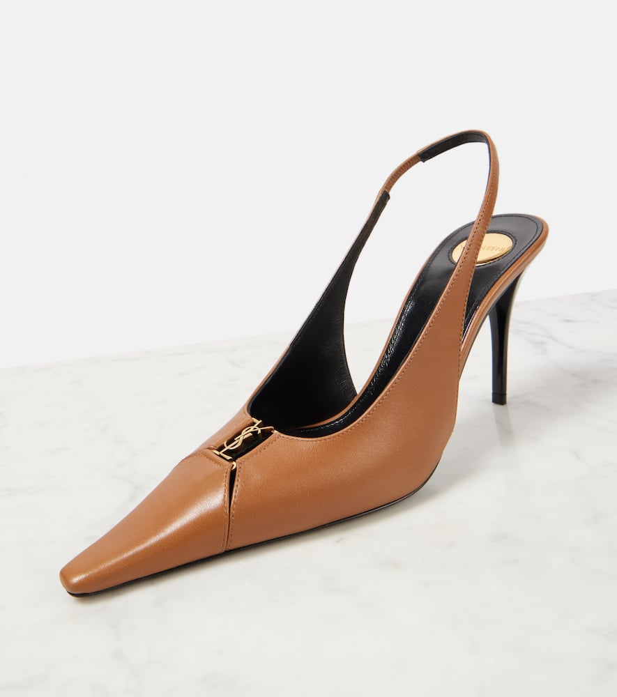 Saint Laurent Leather Babylone Slingback Pumps 90 In Braun