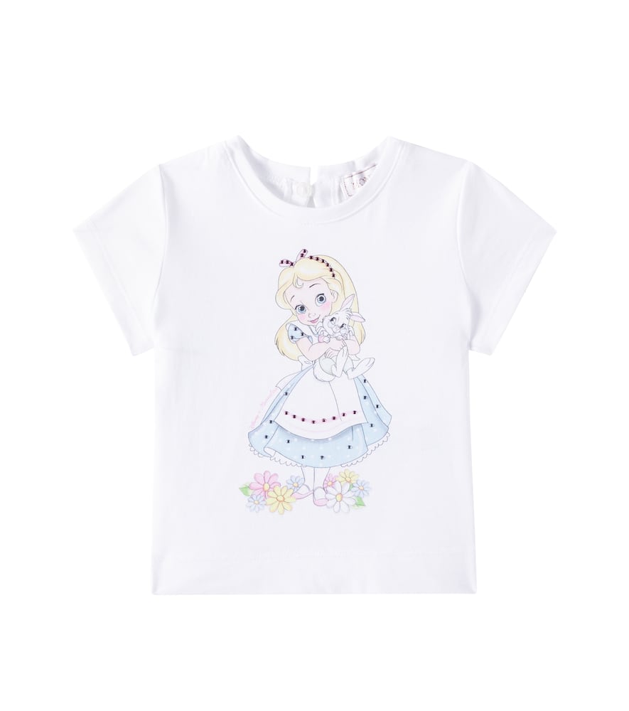 Monnalisa Baby Printed Cotton T-shirt In White