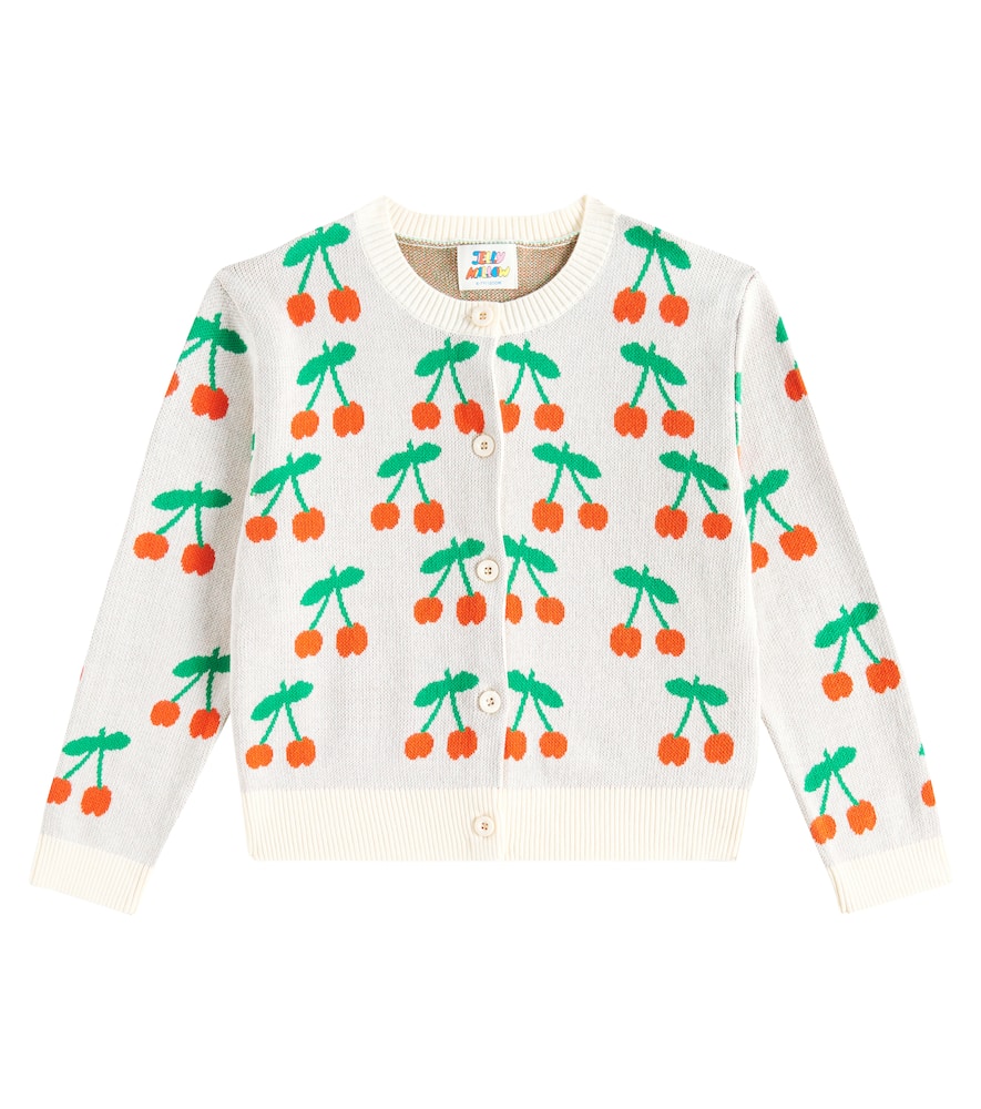 Jellymallow Cherry Cotton Cardigan In White