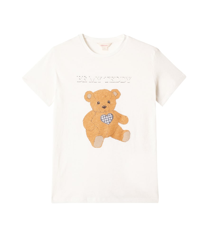 Konges Slojd Era Printed Cotton And Linen T-shirt In White