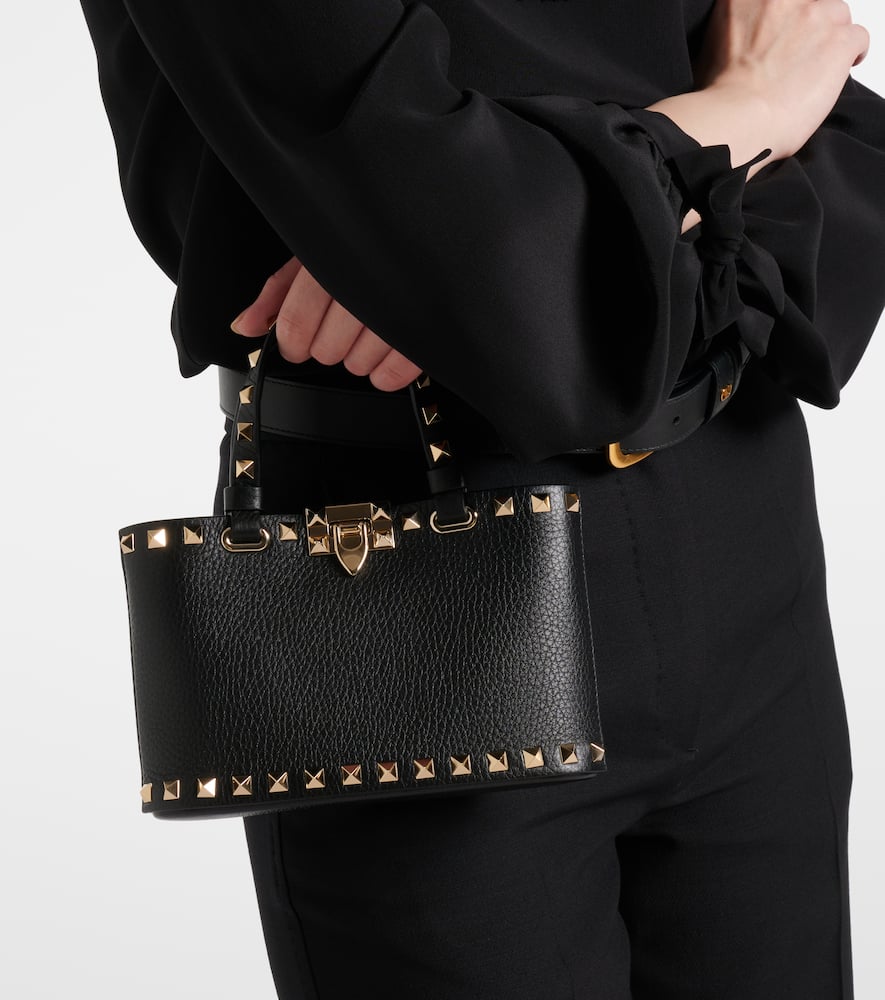 Valentino Mini Leather Rockstud Top-handle Bag