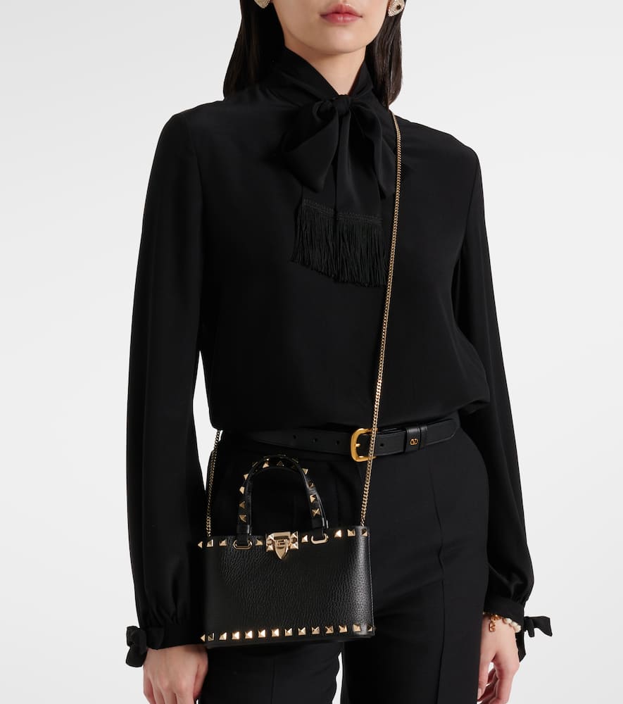 Valentino Mini Leather Rockstud Top-handle Bag